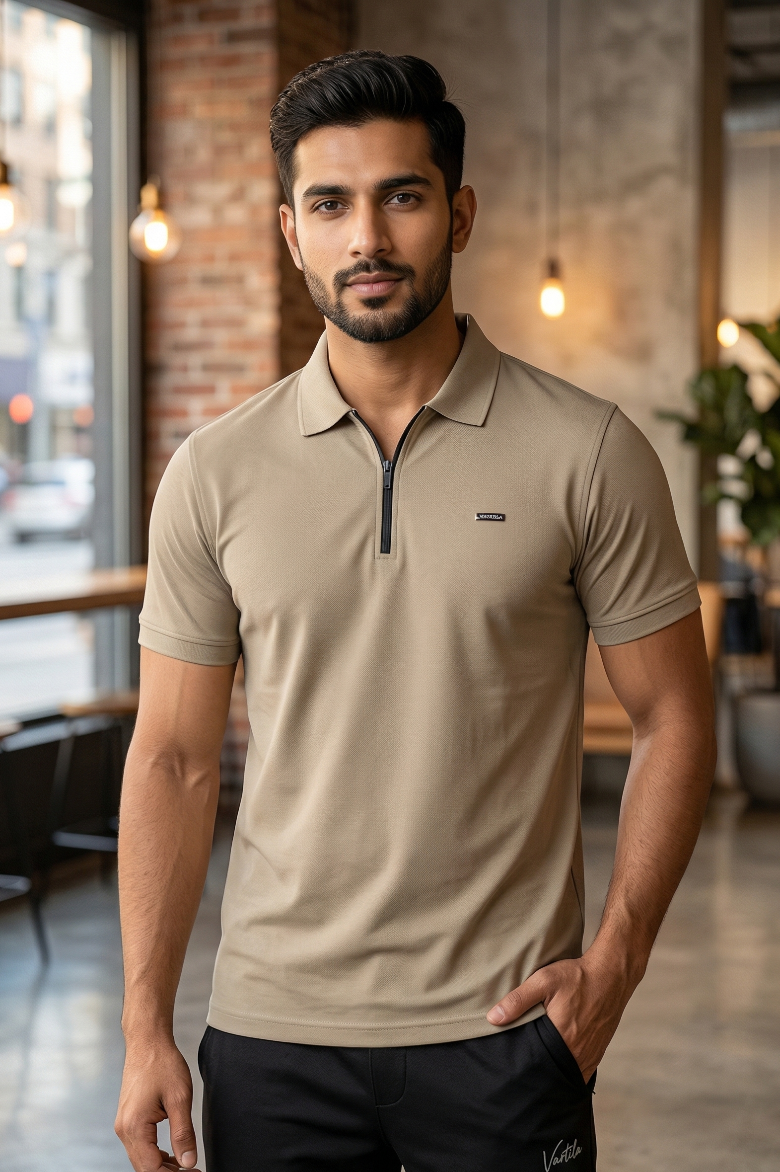 Men’s Half Sleeve Zipper Polo T-Shirt | Premium Imported Thick Fabric | Smart Casual Fit
