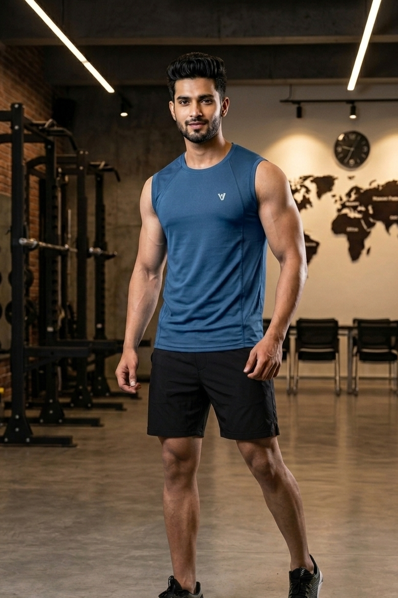 Vestido Men’s Sleeveless Lycra Polyester T-Shirt | Athletic Gym Vest | Performance Training Tank