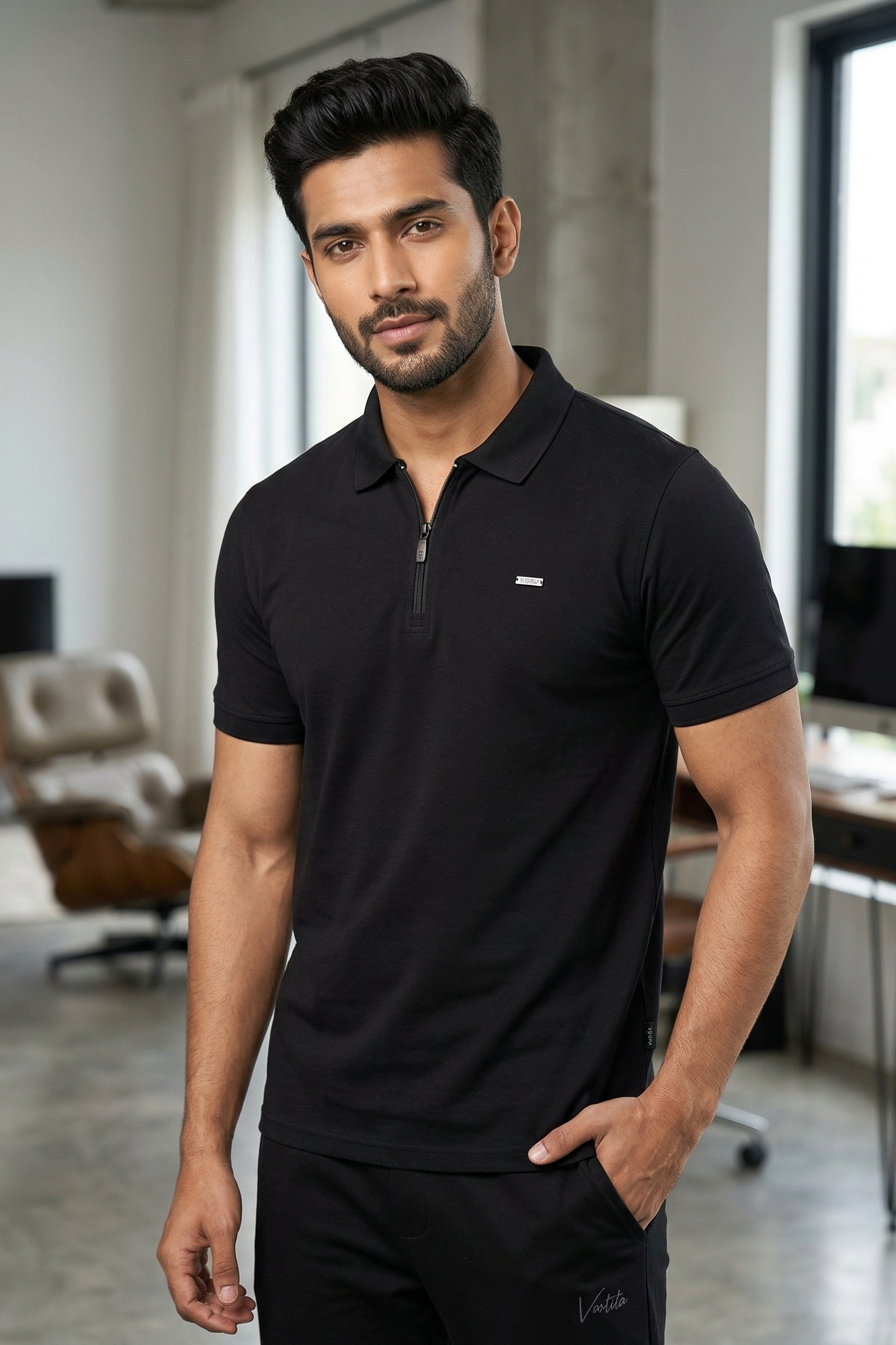 Men’s Half Sleeve Zipper Polo T-Shirt | Premium Imported Thick Fabric | Smart Casual Fit