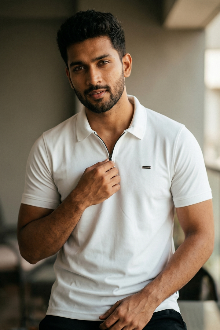 Men’s Half Sleeve Zipper Polo T-Shirt | Premium Imported Thick Fabric | Smart Casual Fit