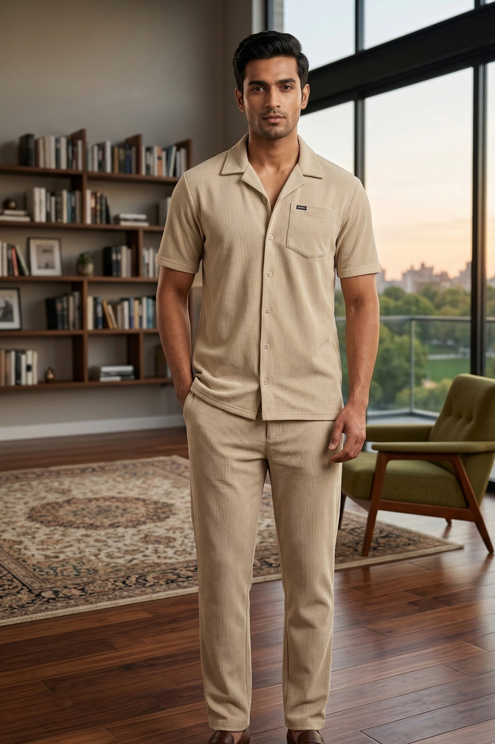 Men’s Shirt & Track Pants Co-Ord Set | Cotton Fabric | Modern Relaxed Fit