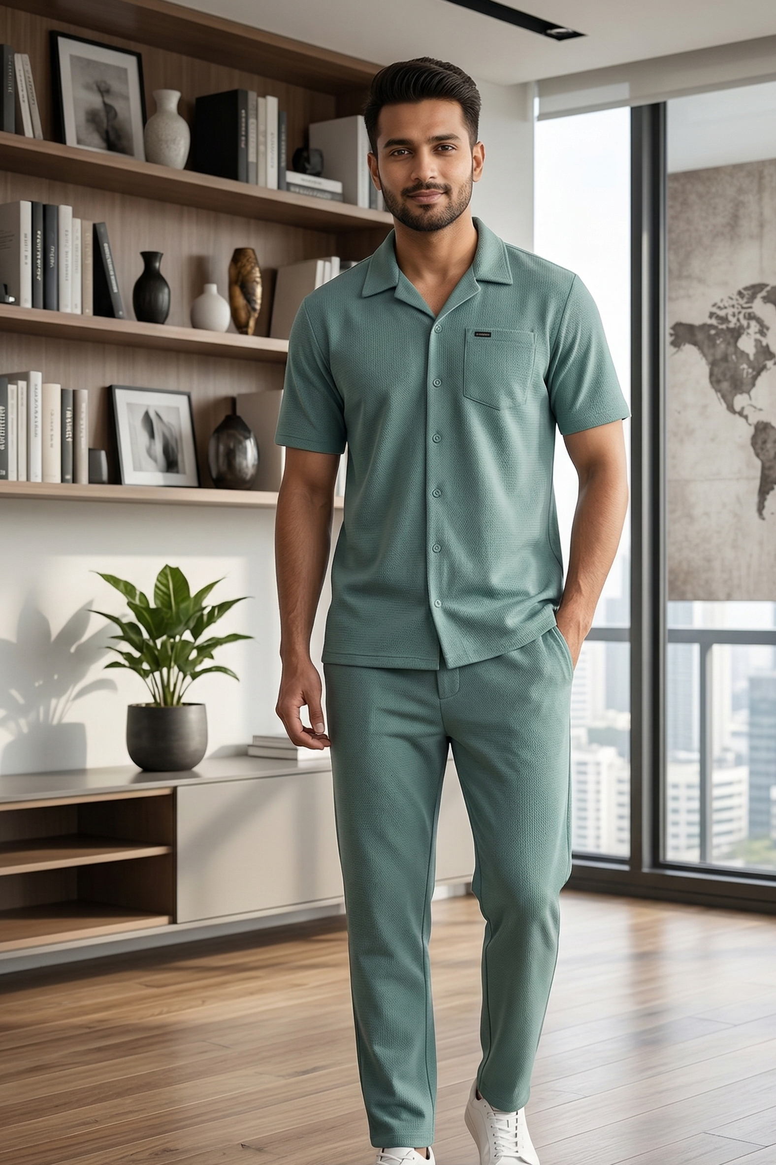 Men’s Shirt & Track Pants Co-Ord Set | Cotton Fabric | Modern Relaxed Fit