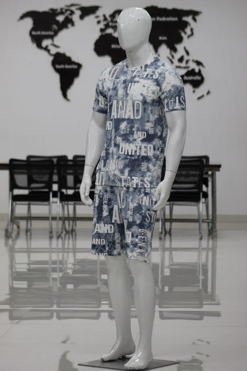 Men’s Printed Co-Ord Set – Relaxed Fit T-Shirt & Shorts