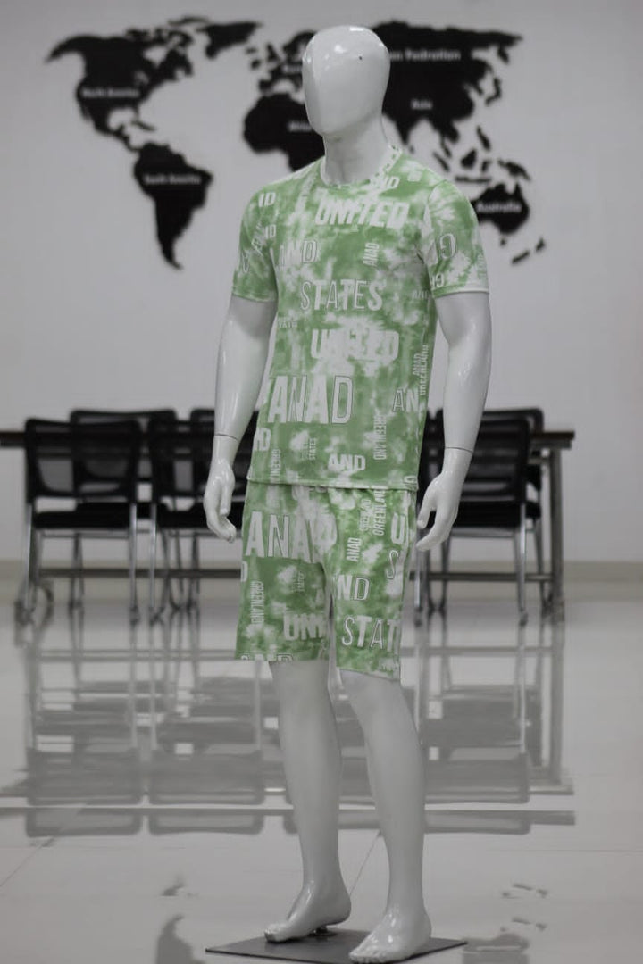 Men’s Printed Co-Ord Set – Relaxed Fit T-Shirt & Shorts