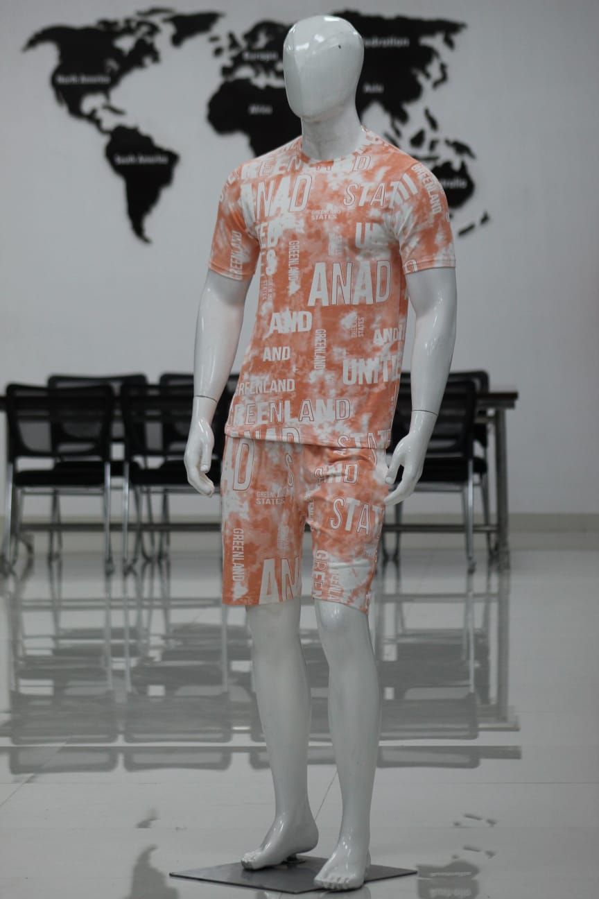 Men’s Printed Co-Ord Set – Relaxed Fit T-Shirt & Shorts