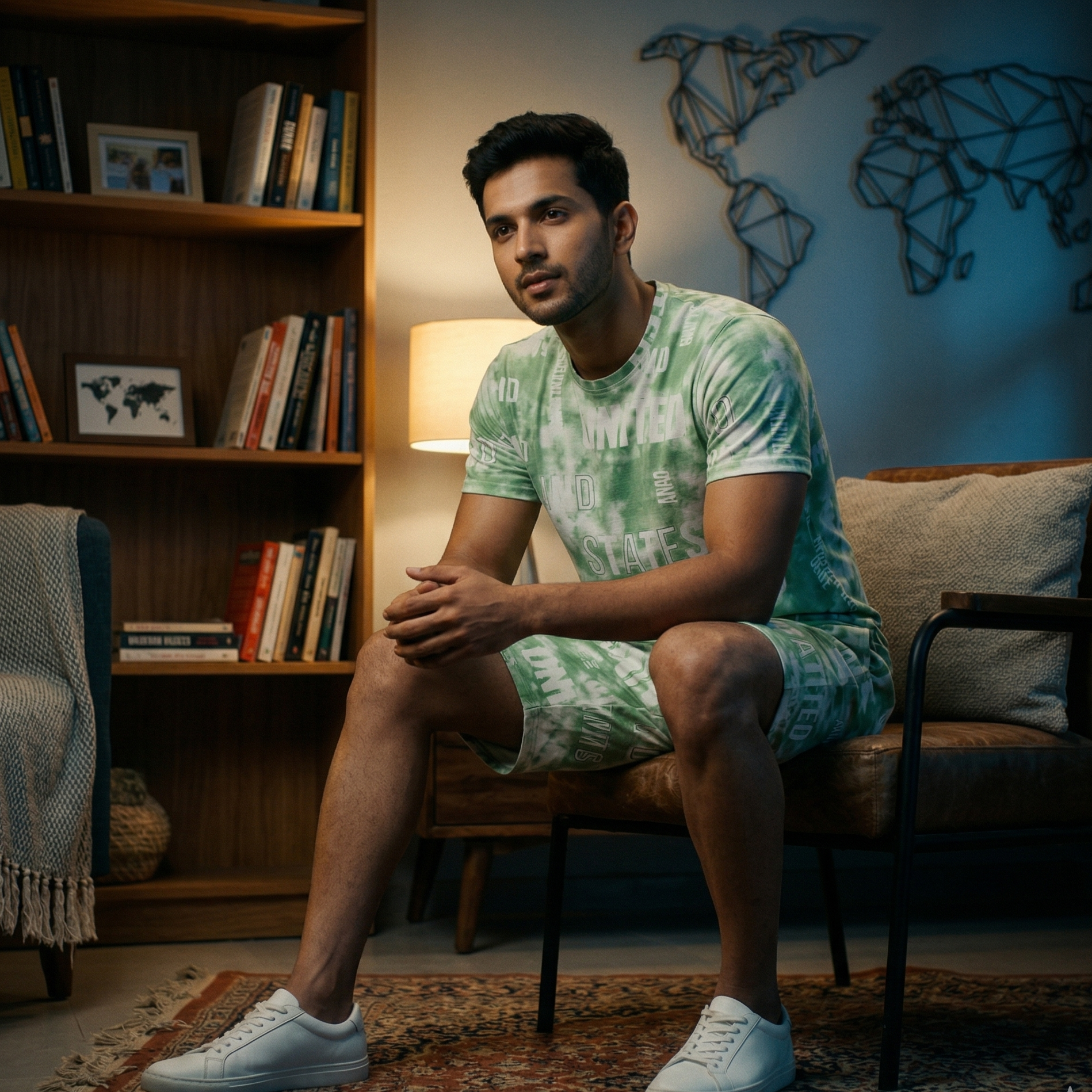 Men’s Printed Co-Ord Set – Relaxed Fit T-Shirt & Shorts