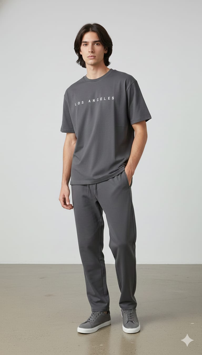 Vestido Men’s Printed T-Shirt & Track Pant Co-Ord Set | Comfortable Casual Wear | Trendy Streetwear Outfit