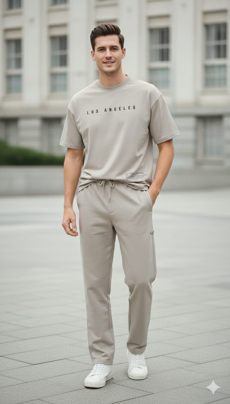 Vestido Men’s Printed T-Shirt & Track Pant Co-Ord Set | Comfortable Casual Wear | Trendy Streetwear Outfit