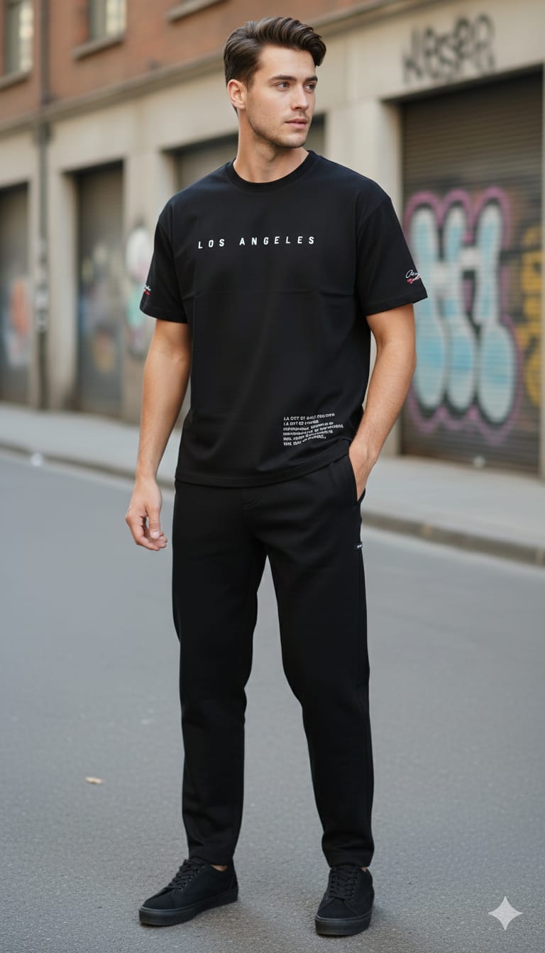 Vestido Men’s Printed T-Shirt & Track Pant Co-Ord Set | Comfortable Casual Wear | Trendy Streetwear Outfit