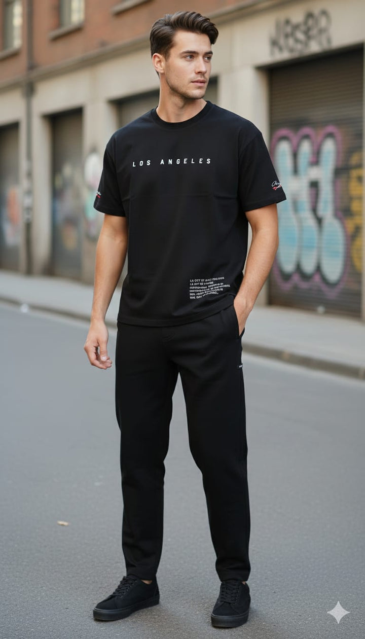 Vestido Men’s Printed T-Shirt & Track Pant Co-Ord Set | Comfortable Casual Wear | Trendy Streetwear Outfit