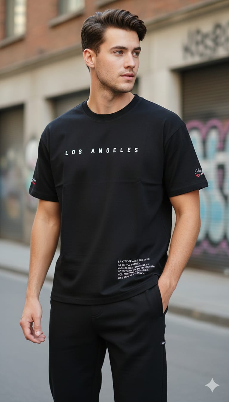 Vestido Men’s Printed T-Shirt & Track Pant Co-Ord Set | Comfortable Casual Wear | Trendy Streetwear Outfit