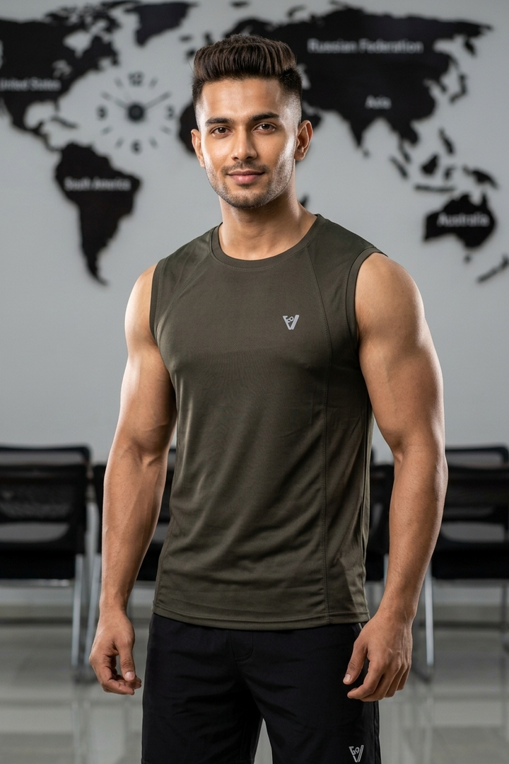 Vestido Men’s Sleeveless Lycra Polyester T-Shirt | Athletic Gym Vest | Performance Training Tank