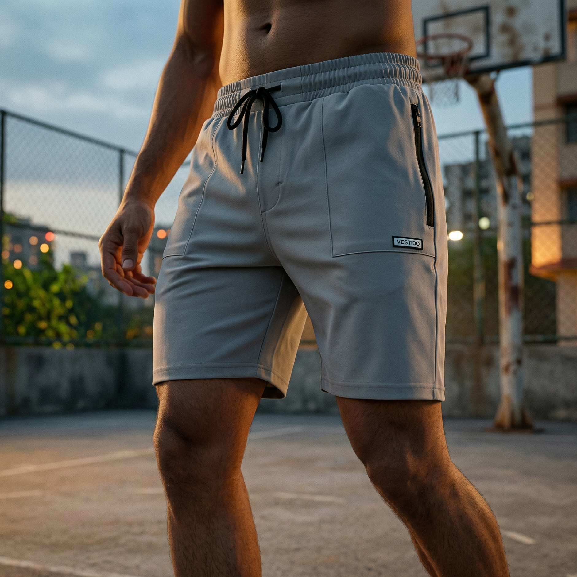 Vestido Men’s Solid Casual Shorts | Comfortable Everyday Wear | Elastic Waist with Zip Pockets